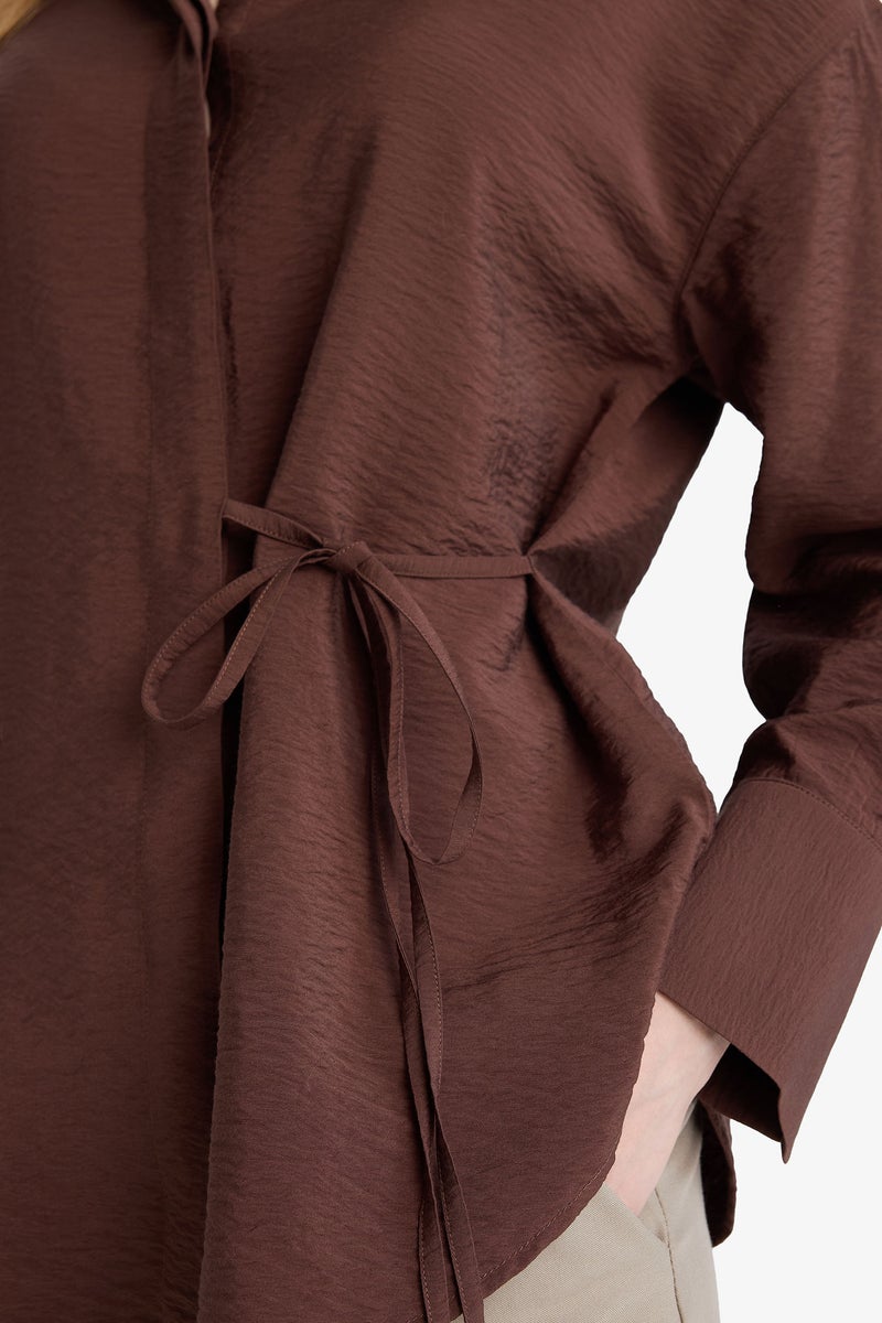 DeFacto Brown Woman Regular Fit Long Sleeve Tunic Casual - Image 4